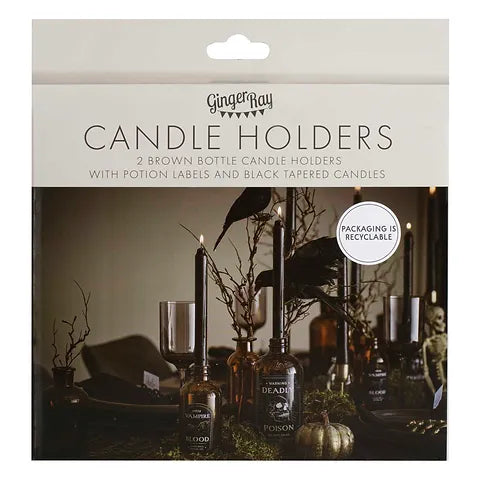 Ginger Ray Halloween Candle Holders with Black Dinner Candles