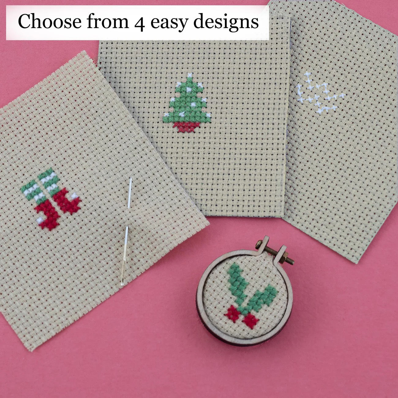 Make your Own Christmas Bauble - Holly Jolly Cross Stitch Kit in a Matchbox Gift