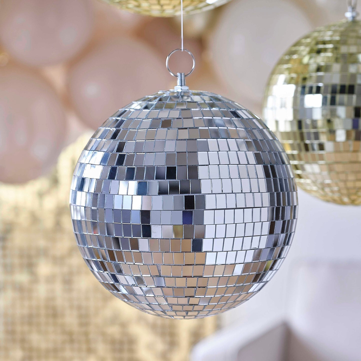 Silver Disco Ball Hanging Decoration - 20cm