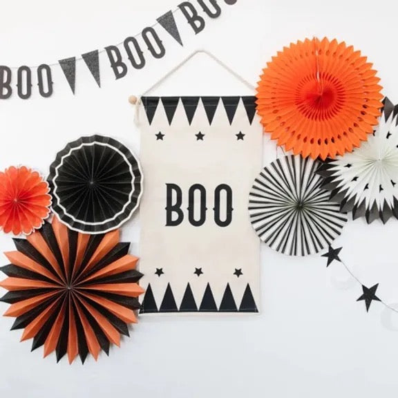 Vintage BOO Canvas Halloween Banner