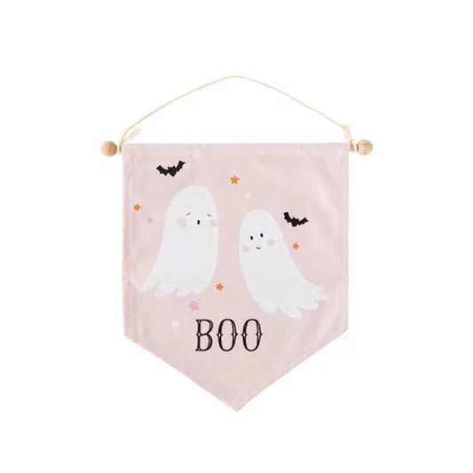 Pink Halloween Boo Banner