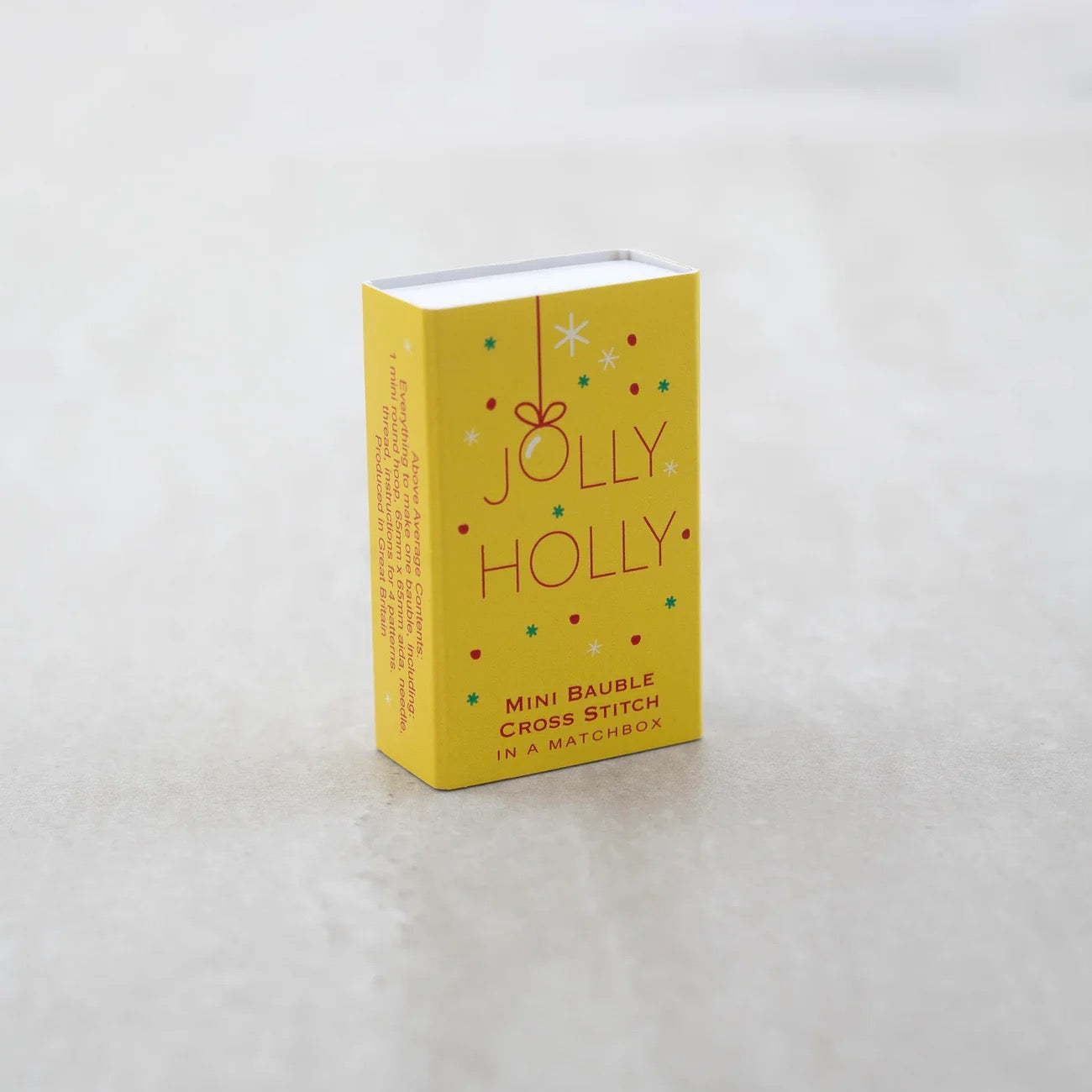 Make your Own Christmas Bauble - Holly Jolly Cross Stitch Kit in a Matchbox Gift