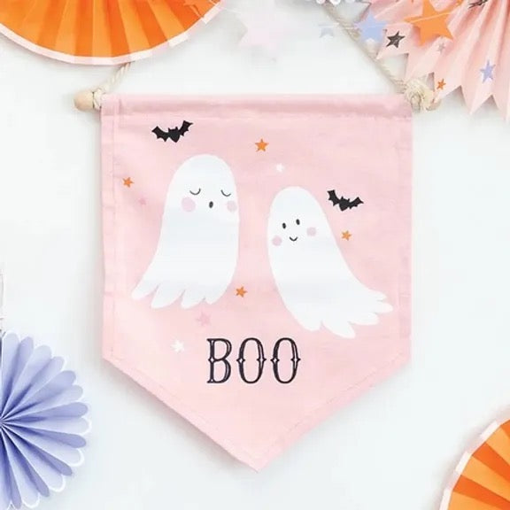 Pink Halloween Boo Banner