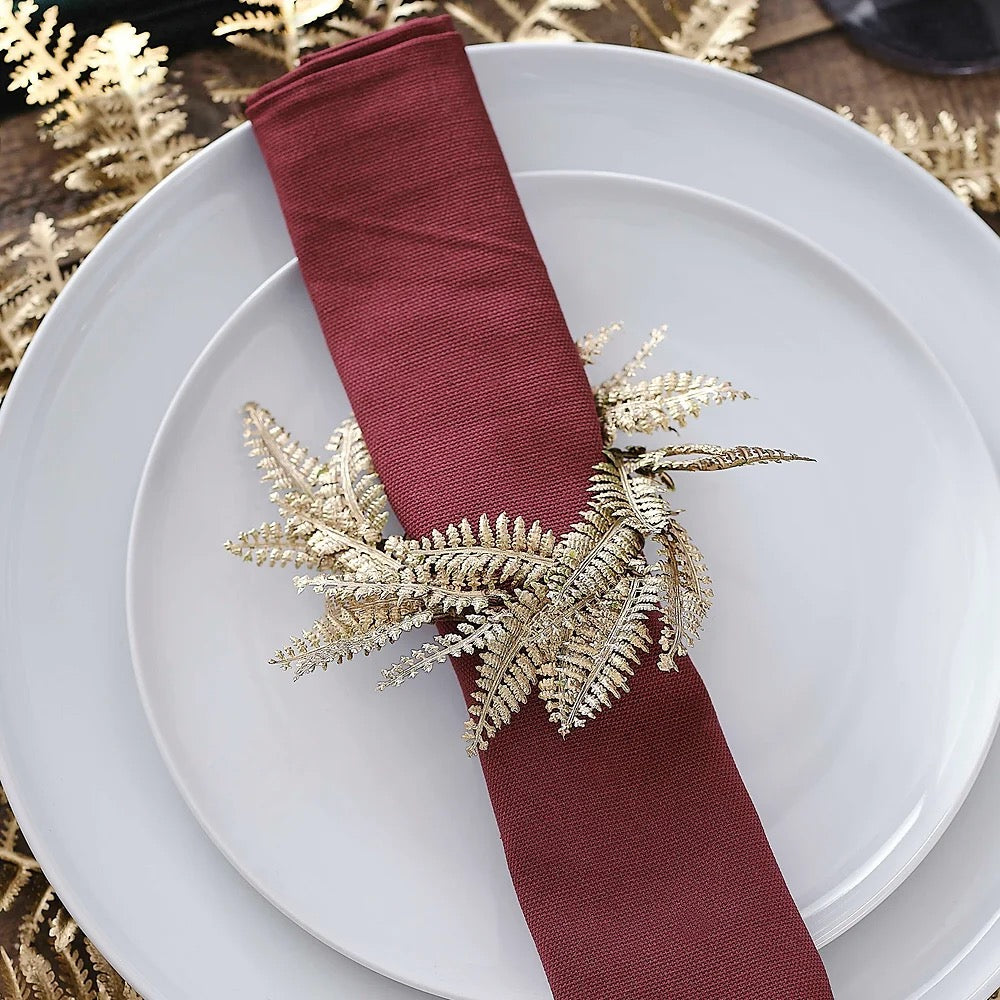 Gold Fern Wreath Table Napkin Rings