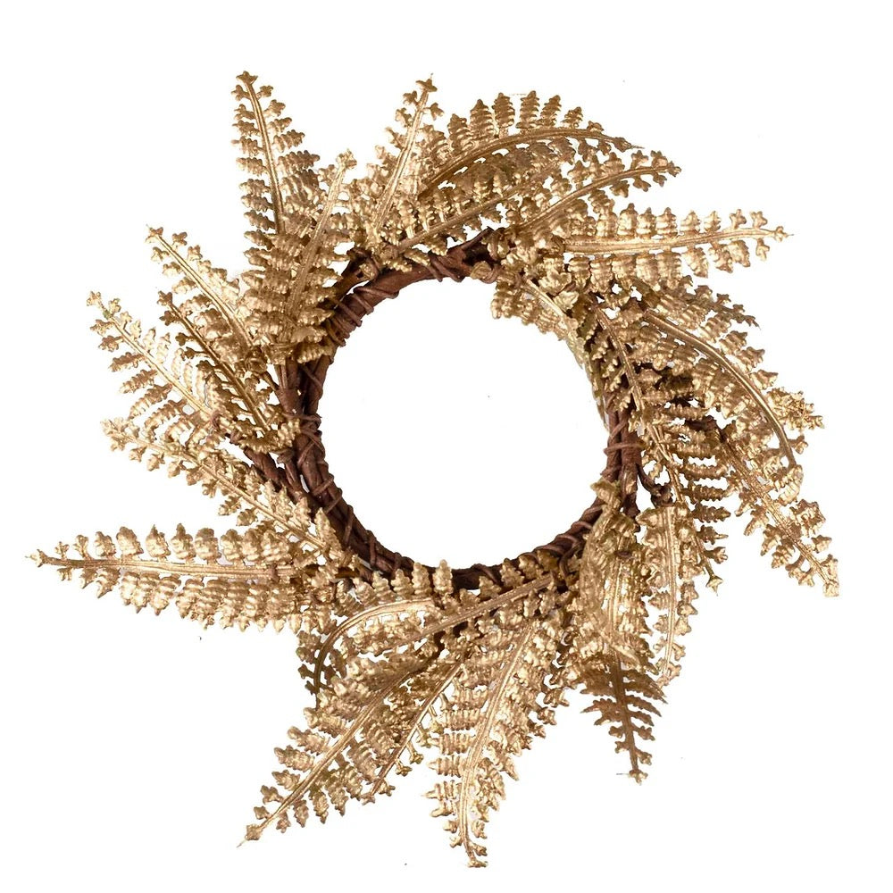 Gold Fern Wreath Table Napkin Rings