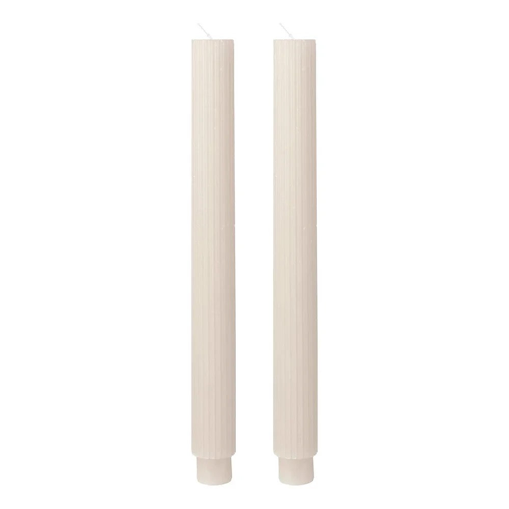 Christmas Ribbed Ivory Dinner Candles