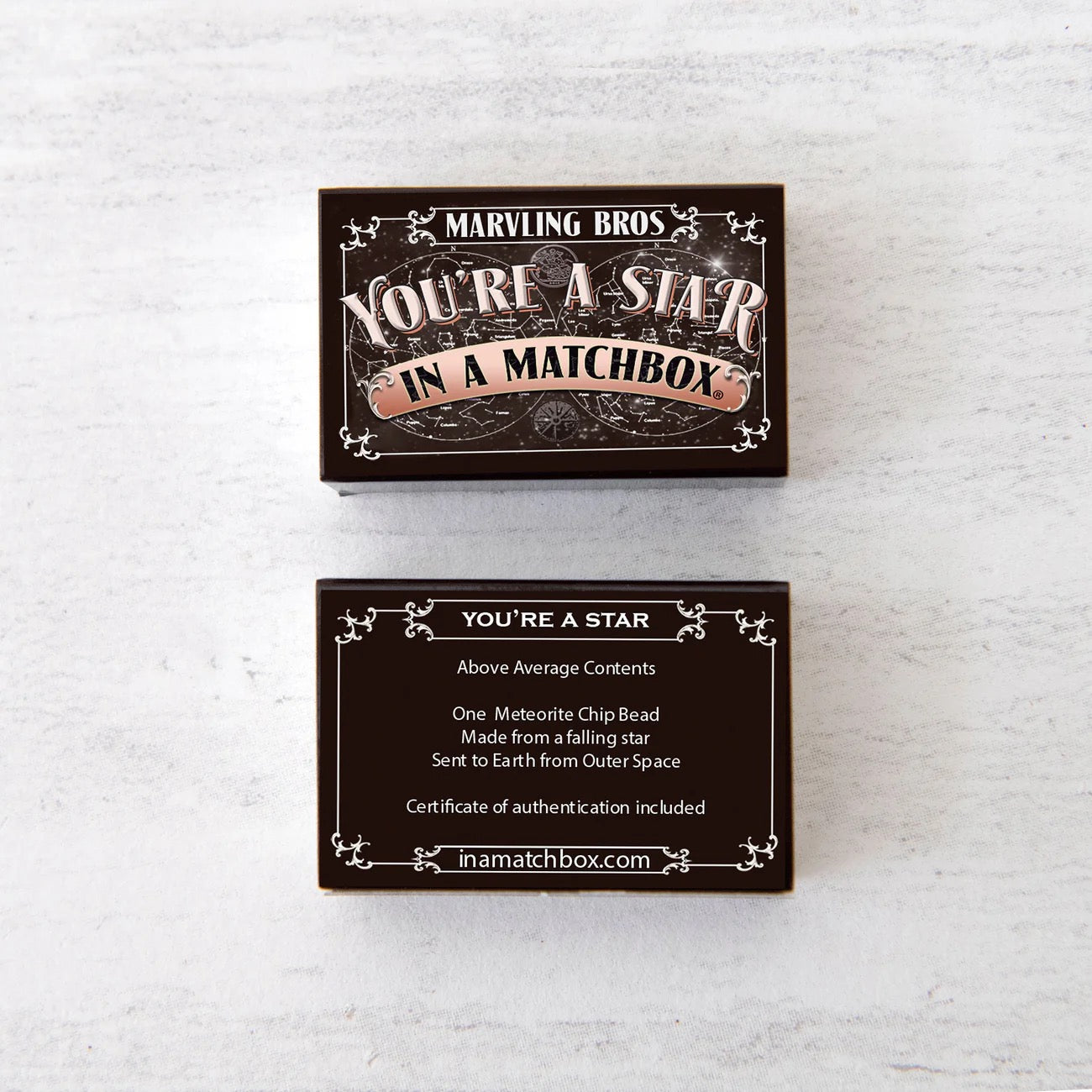 Meteorite with You're a Star message in a Matchbox