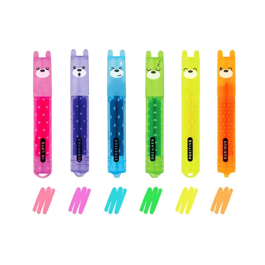 Set of 6 Mini Highlighters Teddy's Mood - Legami