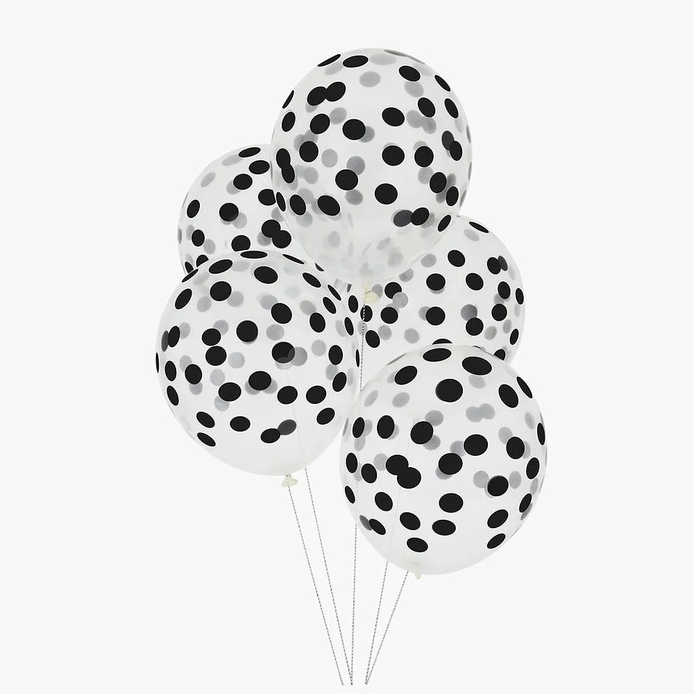 Black Confetti Print Balloons