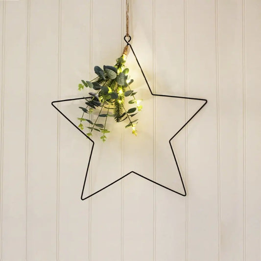 Hanging LED Star with Eucalyptus, 30cm