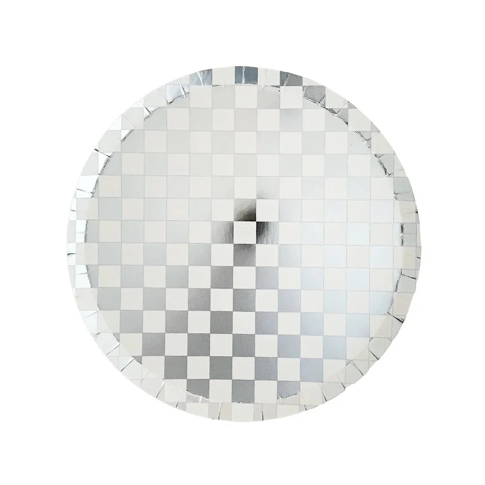 Silver Check It! Checkerboard Dessert Plates