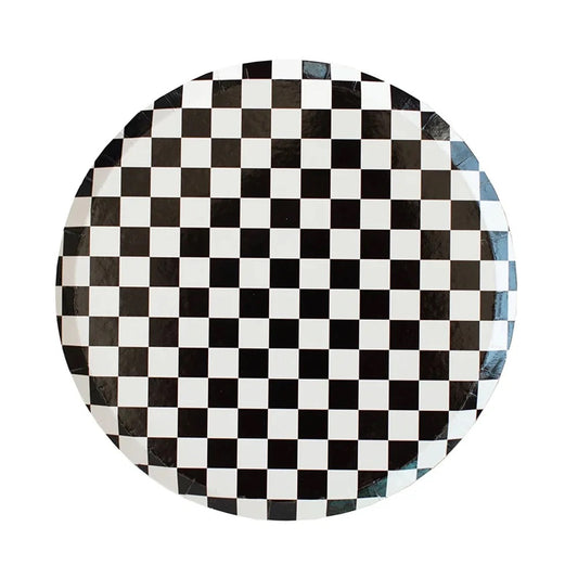 Black and White Check It! Checkerboard Dinner Plates