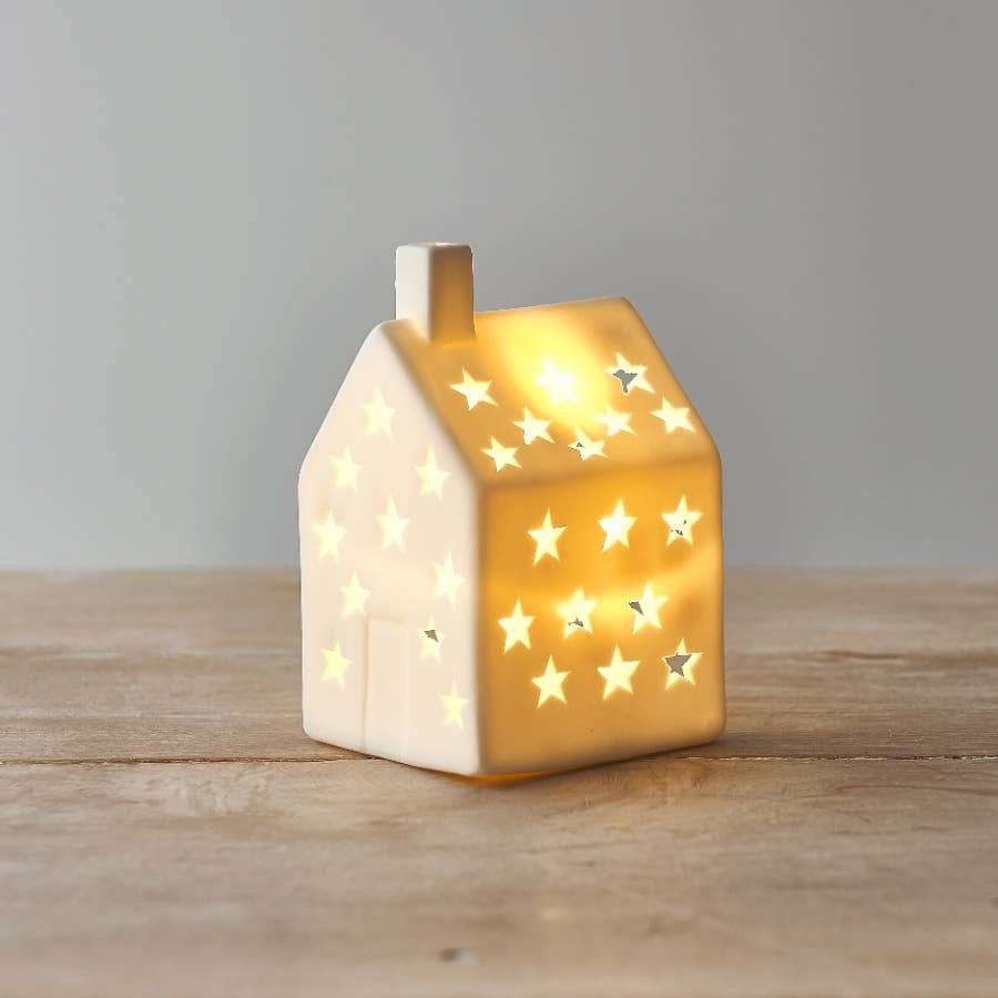 Starry Light Up Ceramic House 11cm