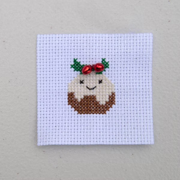 Kawaii Style Christmas Pudding Cross Stitch Kit in a Matchbox Gift