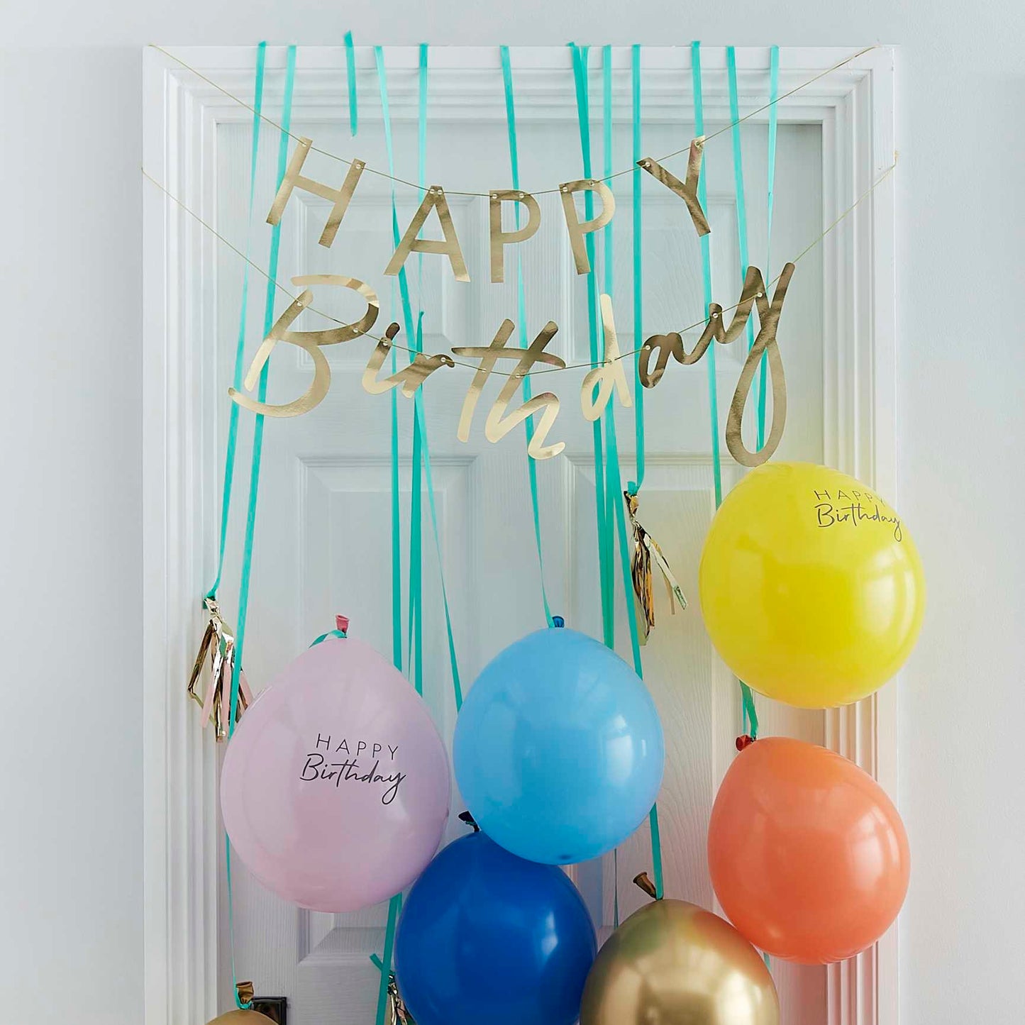 Rainbow and Gold Happy Birthday Balloon Door Kit