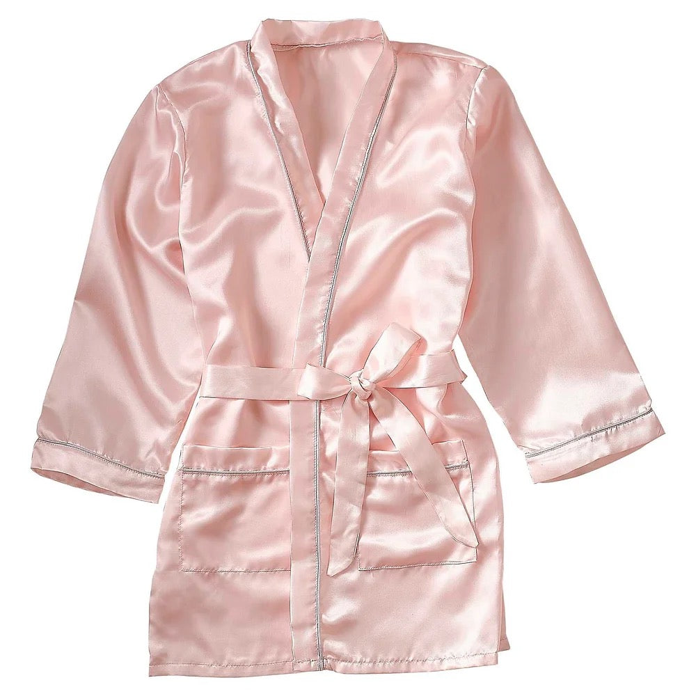 PINK SATIN DRESSING GOWN - AGE 7-9