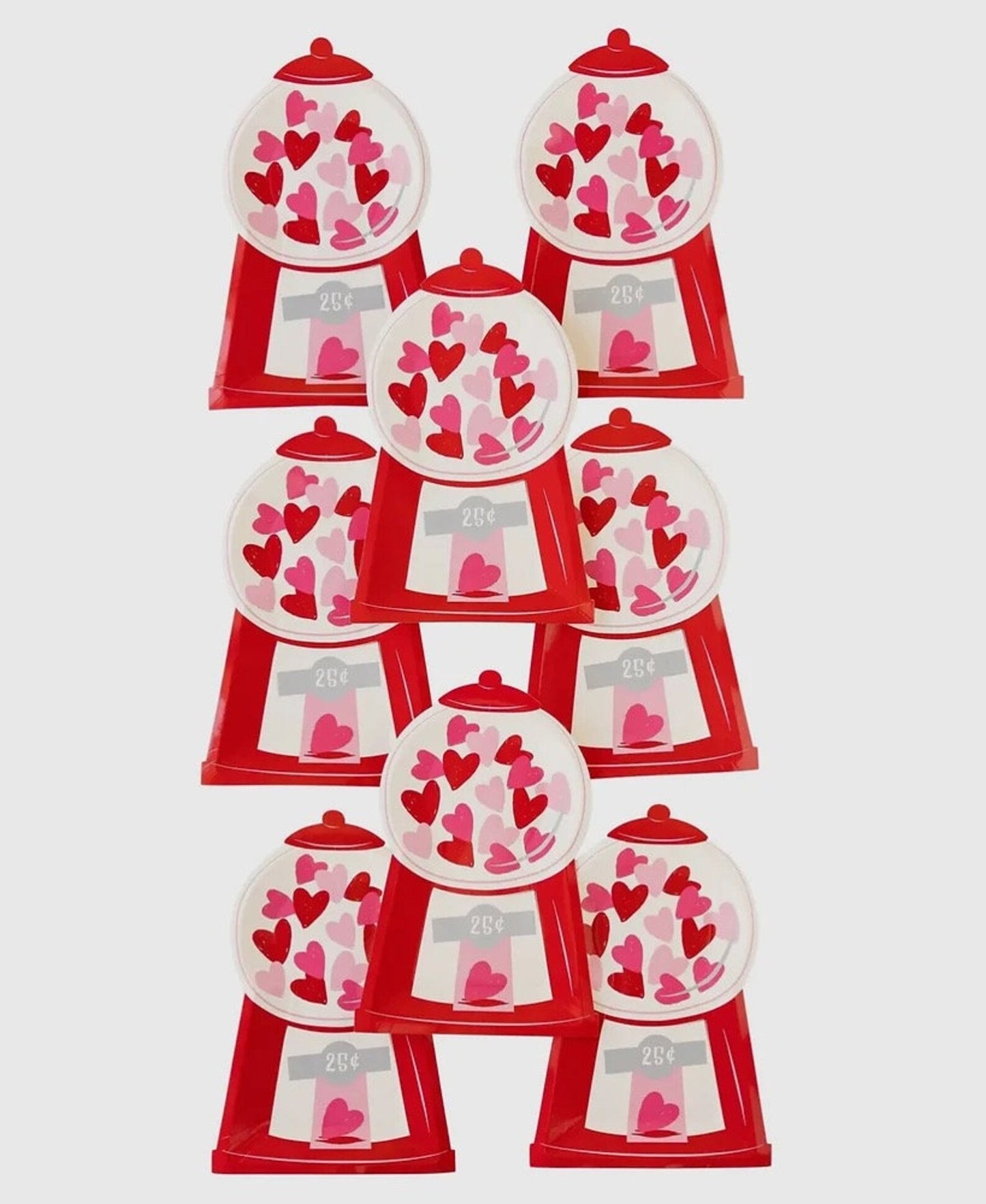 Bubblegum Machine Love Heart Paper Plates