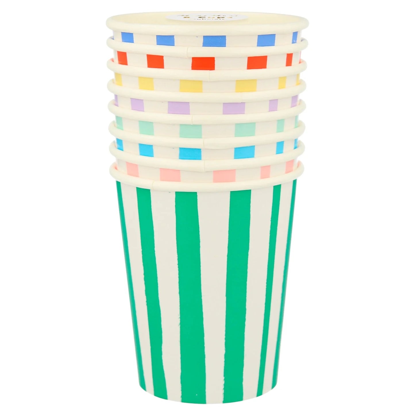 Meri Meri Mixed Colour Stripe Cups - Pack of 8