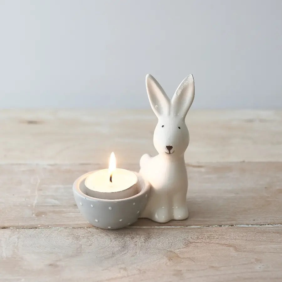 Ceramic Sitting Easter Bunny with Egg Holder