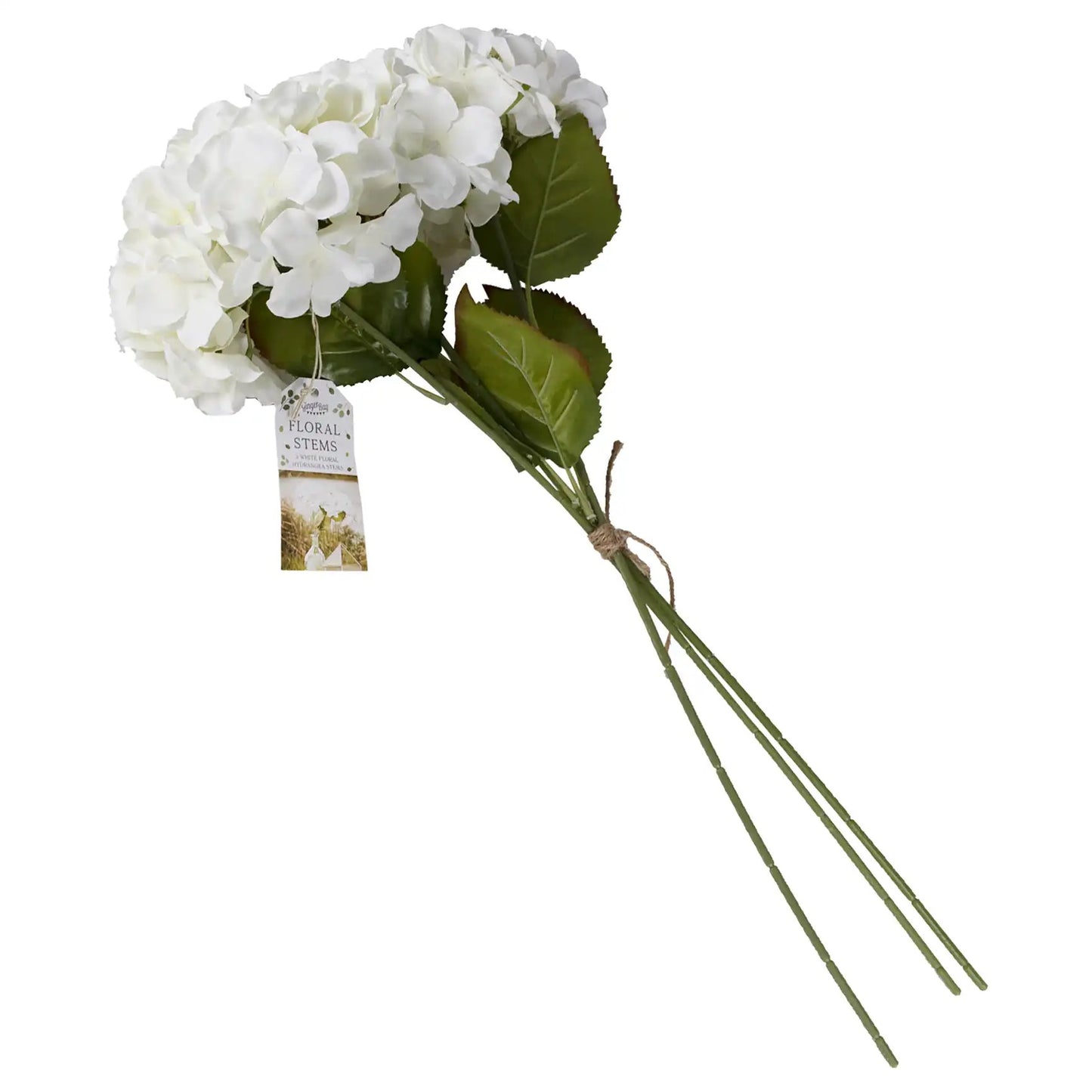 Artificial White Hydrangea Flowers - Set of 3