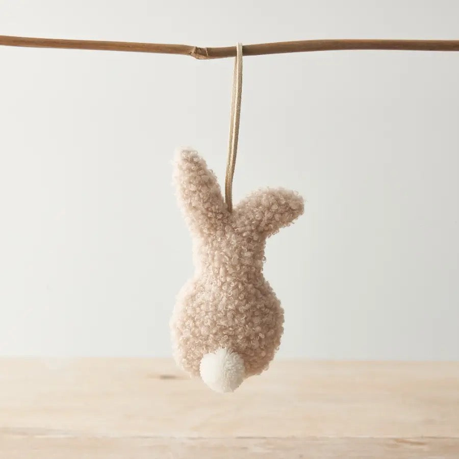 Set of 3 Sherpa Bunny Hanging Decorations