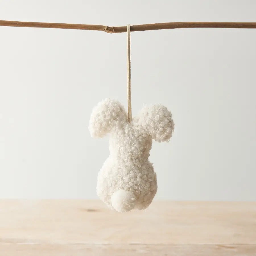 Set of 3 Sherpa Bunny Hanging Decorations