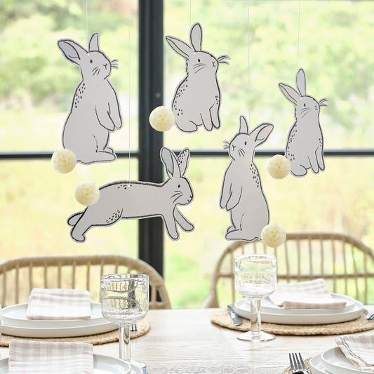 Hanging Easter Bunny Decorations with Honeycomb Tails