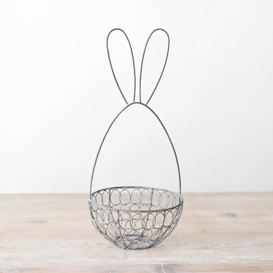 Grey Wire Rabbit Bunny Basket