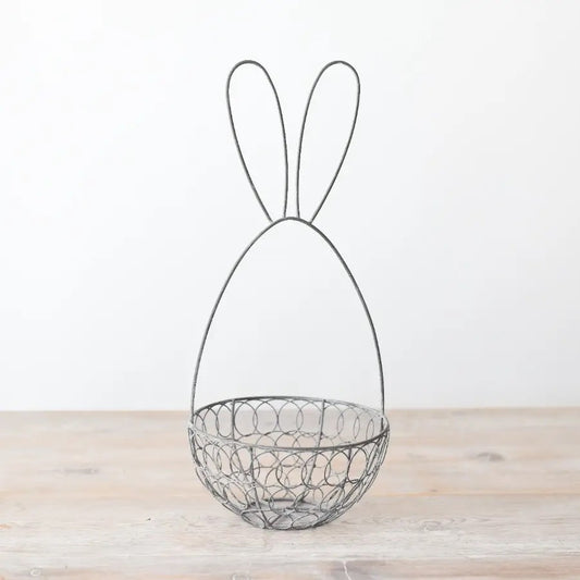 Grey Wire Rabbit Bunny Basket