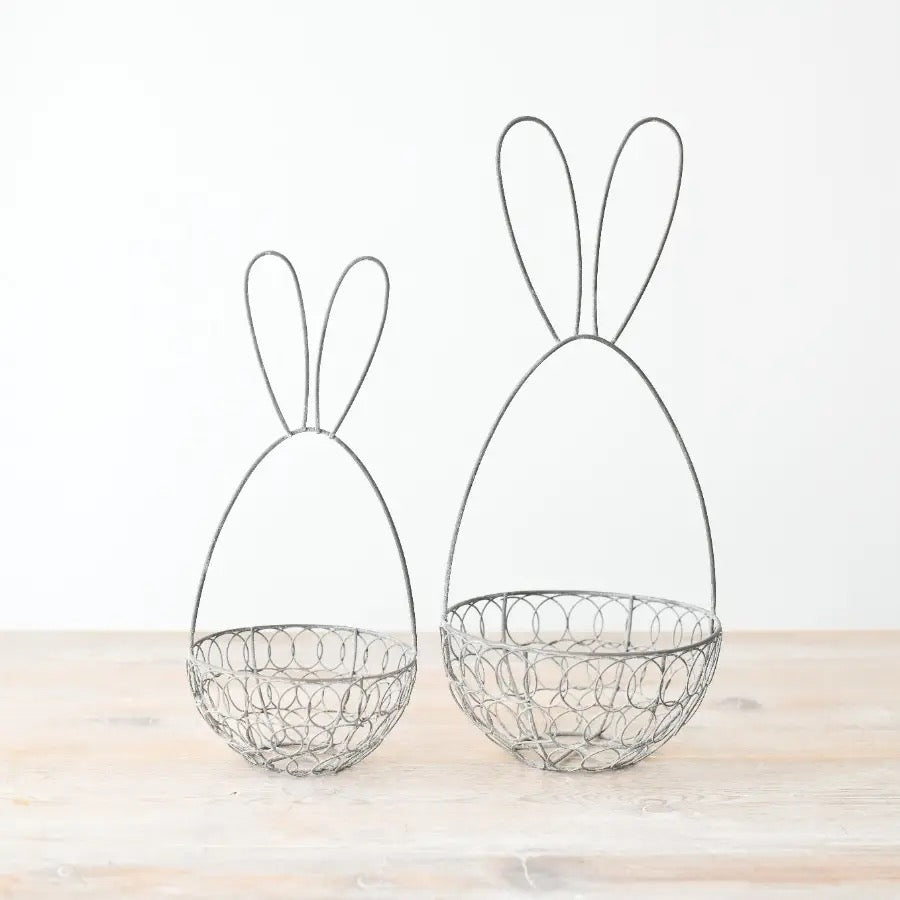 Grey Wire Rabbit Bunny Basket