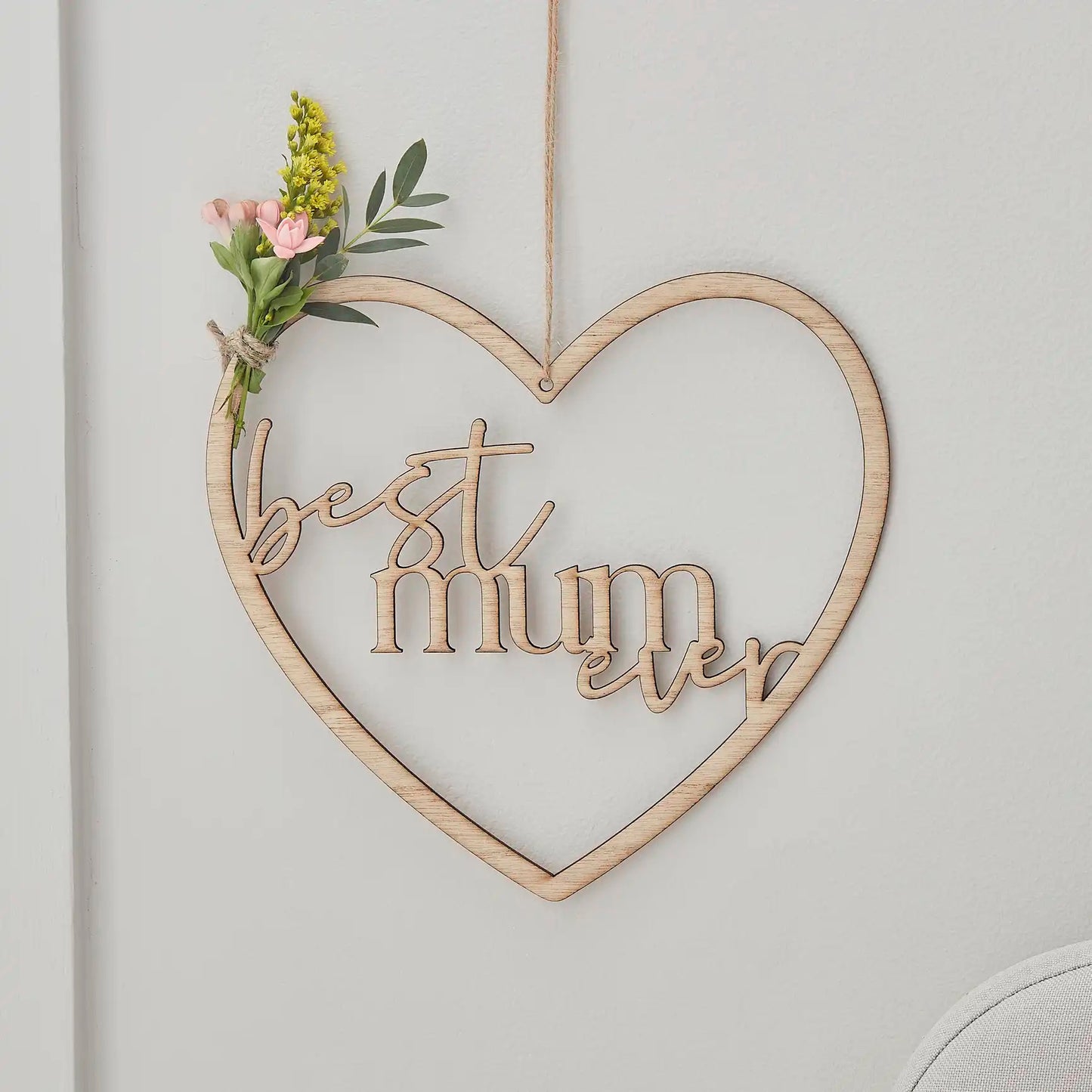 Best Mum Ever Wooden Wreath