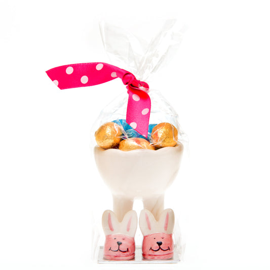 Easter Bunny Egg Cups filled with Chocolate Eggs